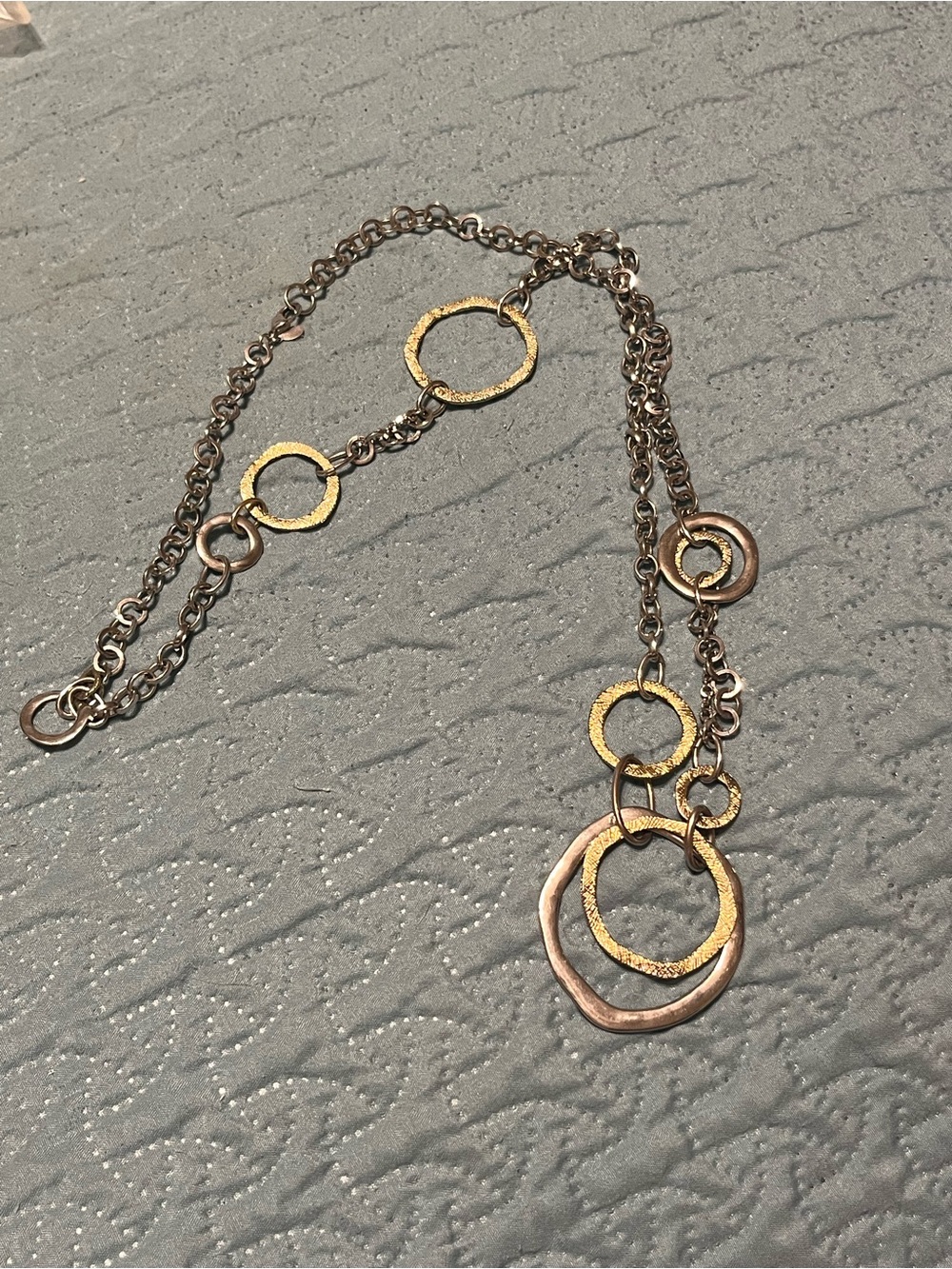 Layered Circle Pendant Necklace in Mixed Metal 30”